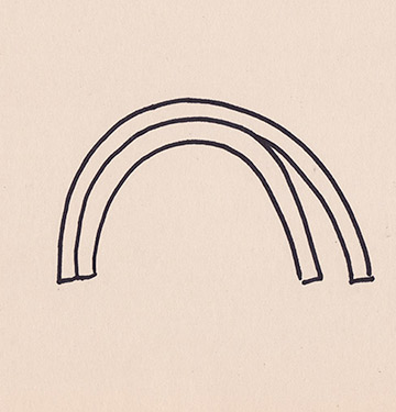 Sharpie drawing of two arcs around each other